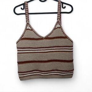 American Eagle Crochet Knit Crop Top | Boho Striped Tank